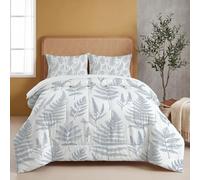 Minimalist And Fresh Coverless Duvet Single, Washable Coverless Quilt Comforter with Matching Pillowcase and Reversible Design Super Soft Warm Comfy Fern Leaves Butterflies Camping Blanket, 140x200cm