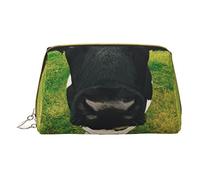 Minimalist and Stylish Portable Leather Makeup Bag,Prairie Cow Printed Cosmetic Bag for Girls Womens - Small Size