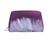 Minimalist and Stylish Portable Leather Makeup Bag,Purple dandel Printed Cosmetic Bag for Girls Womens - Small Size