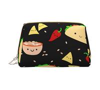 Minimalist and Stylish Portable Leather Makeup Bag,Tuesday Party Printed Cosmetic Bag for Girls Womens - Small Size
