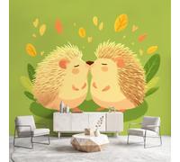 Minimalist Animal Romantic Mural Wallpaper, Hedgehog Wall Murals for Children Nursery Bedrooms Living Room Wall Mural Art Decor 350 x 256 cm(W x H) Wall Decoration Paper
