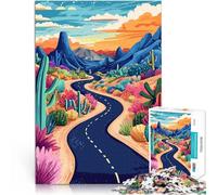 Minimalist Art Desert Road SunsetJigsaw Puzzles 1000 Piece for Adults Analysis and logic Parent-child interaction 38x26cm