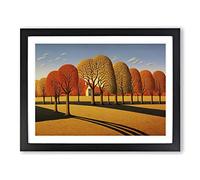 Minimalist Autumn Forest Framed Print | A2 Black Framed Wall Art | Ready to Hang | Minimalist Landscape Picture | Living Room Bedroom Lounge Office
