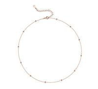 Minimalist Ball Beads Choker Sterling Silver Necklace for Women Teen Girls Satellite Beaded Adjustable Chain Layering Simple Chokers Rose Gold Plated
