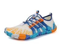 Minimalist Barefoot Shoes Women's Men's Baresteps Hiking Shoes Lightweight Slip On Active Shoes Quick Dry Water Shoes White/Blue 45