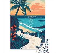 Minimalist Beach Path Travel Puzzle 1000 Pieces, European City Streetscape, Thick Cardboard Pieces, Mindful Activity for Puzzle Lovers, Travel Gift, 70x50cm/1000pcs