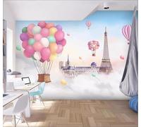 Minimalist Beautiful Dreamlike Balloons Architecture 3D Wallpaper Easy Install Feature Office Living Room Sofa Bedroom TV Background Wall Decoration-250cm×170cm
