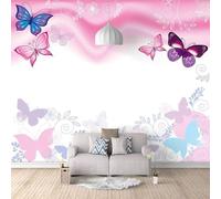 Minimalist Beautiful Pink Flowers Butterfly 3D Wallpaper Easy Install Feature Office Living Room Sofa Bedroom TV Background Wall Decoration-250cm×170cm