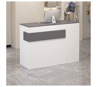 Minimalist Beauty Salon Reception Desk1.6cm Thick Lockable Drawer Silent Sliding Rails Modern Cashier Furniture (White & Gray 31.5"x15.7"x35.4")