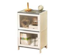 Minimalist Bedside Table Cabinet with Glass Door, Wood Storage Shelf for Bedroom, Simple Nightstand End Table Furniture