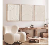 Minimalist Beige Line Art Mid Century Geometric Prints - Boho Neutral Wall Art - 16x24in - No Frame