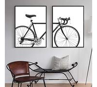 Minimalist Bicycle Canvas Wall Art Black And White Canvas Painting Nordic Scandinavian Posters Prints Pictures Living Room Home Decor 50x70cmx2 Unframed