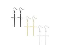 Minimalist Big Cross Dangle Earrings Chunky Hammered Cross Drop Earrings for Women Religious Jewelry Gift, M, Zinc, No Gemstone