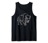 Minimalist Bison Single Line Art Drawing Tank Top