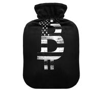 Minimalist Bitcoin Sign and Flag hot Water Bottle with Soft Cover, 2L hot Water Bag for Hot and Cold Therapies,Hot and Cold Therapies,Bolsa para agua Caliente para Dolor