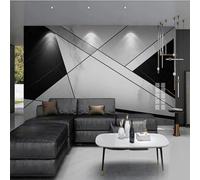 Minimalist Black and White Geometric Grey Marble Like Modern 3D Wallpaper Premium Textured Silk Neutral Tones Material Ideal for Living Room Bedroom-200cm×140cm