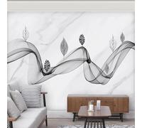 Minimalist Black and White Leaves Art Marble Like 3D Wallpaper Luxury Home Dining Decor Paste Sofa Living Room The Wall for Bedroom Mural-250cm×170cm