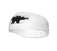 Minimalist Black Bear Strolling in The Background Mountains Headbands Men Women Non Slip Wicking Sports Sweatband for Gym Basketball Yoga Hairbands