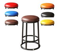 Minimalist Black Metal Round Bar Stools - 45cm Circular Kitchen Chairs Sturdy Three-Layer Frame Easy to Assemble Stylish Modern Design for Home and Bistro