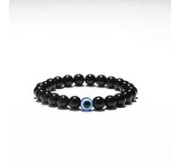 Minimalist Black Obsidian Bead Bracelet, 4/6/8mm Devil's Eye Charm Gothic Style Chain For Men 19.5cm Length,6mm