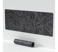 Minimalist Black Topographic Gaming Mouse Pad, Extended Mouse Mat for Keyboard and Mouse, Large Non-Slip Desk Pad for Friends, Family, Colleague As Gifts (11.8 * 27.6in)