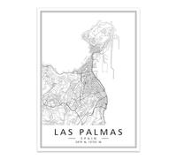 Minimalist Black White Spain Cities Maps Las Palmas Posters Prints Wall Art Canvas Painting Living Room Home Decor 21X30Cm Unframed