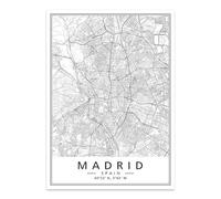 Minimalist Black White Spain Cities Maps Madrid Posters Prints Wall Art Canvas Painting Living Room Home Decor 50X70Cm Unframed