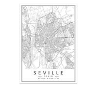 Minimalist Black White Spain Cities Maps Seville Posters Prints Wall Art Canvas Painting Living Room Home Decor 50X70Cm Unframed