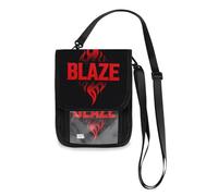 Minimalist Blaze Fire Red Black Travel Wallet Passport Holder Travel pouching Slim Lightweight Crossbody Bag with Adjustable Strap