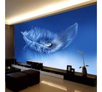 Minimalist Blue Feathers Creativity Modern 3D Wallpaper Premium Textured Silk Neutral Tones Material Ideal for Living Room Bedroom-400cm×280cm