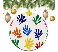 Minimalist Bold Palm Shapes Christmas Tree Hanging Ornaments,2 Pieces, 7.2CM Round Double-Sided
