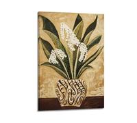 Minimalist Botanical Wall Art, Neutral Warm Tan Beige Vase Floral Art Printed from Original Paintings for Entryway Bedroom Living Room Hanging Paintings Poster 24x36inch(60x90cm)