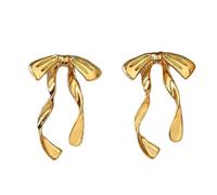 Minimalist Bow Stud Earrings Twisted Bow Drop Earrings Elegant 3D Ribbon Statement Accessory for Women Suitable for Parties, Work and Daily Life