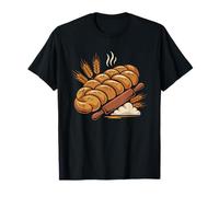 Minimalist Braided Challah Bread Illustration Shabbat Baker T-Shirt