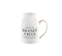 Minimalist Brandy Sauce Jug - Black & White Decor Small Porcelain Christmas Creamer Jug Pitcher with Handle, 450ml, White