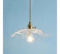 Minimalist Brass Art Hanging Lamp Nordic Retro Lotus Leaf Shape E26 Glass Chandelier Restaurant Bedroom Bar Decoration Ceiling Pendent Lamp Indoor Adjustable Lighting Fixtures Made in China vision