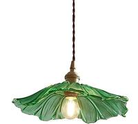 Minimalist Brass Art Hanging Lamp Nordic Retro Lotus Leaf Shape E26 Glass Chandelier Restaurant Bedroom Bar Decoration Ceiling Pendent Lamp Indoor Adjustable Lighting Fixtures Made in China vision