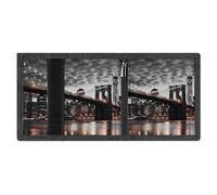 Minimalist Brooklyn Bridge Trifold Wallet for Men | Slim Front Pocket with Key Hook | Extra Capacity Billfold with 8 Card Slots | 1 Clear Id Window | 1 Zip Coin Pocket | Gift for Him