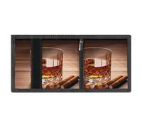 Minimalist Brown Liquor in Cup Trifold Wallet for Men | Slim Front Pocket with Key Hook | Extra Capacity Billfold with 8 Card Slots | 1 Clear Id Window | 1 Zip Coin Pocket | Gift for Him