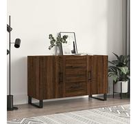 Minimalist Brown Oak Sideboard for Living Room - Freestanding Cupboard with 2 Large Doors 100x36x60 cm Storage Cabinet Stylish Accent Furniture for Home Décor