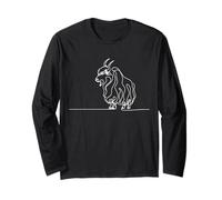 Minimalist Bull One Line Drawing Art Continuous Sketch Long Sleeve T-Shirt