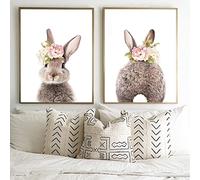 Minimalist Bunny Rabbit Tail Canvas Wall Art For Baby Home Decor Nursery Bunny Wall Art Wood Land Animal Canvas Poster Nursery Print Painting Picture Animal Print Poster For Kids Room Home No Frame