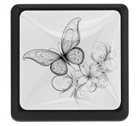 Minimalist Butterfly 3Pack Square Knobs, Black Kitchen Cabinet Knobs, Single Hole Drawer Handle Pulls for Drawer Closet Dresser Cupboard Wardrobe Door
