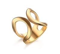 Minimalist Butterfly Open Ring for Women Girls Stainless Steel Statement Expandable Double Wave Band Thumb Finger Best Friend Rings Comfort Fit Tarnish Resistan Fashion Jewelry Size 8, Metal