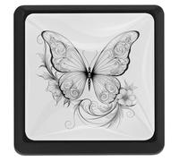 Minimalist Butterfly Pattern 3Pack Square Knobs, Black Kitchen Cabinet Knobs, Single Hole Drawer Handle Pulls for Drawer Closet Dresser Cupboard Wardrobe Door