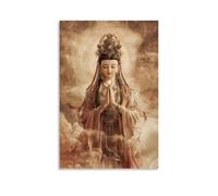 Minimalist Canvas Wall Art Picture Print-Goddess Kuan - Yin Poster with Vintage Inspired Details Modern Family for Living Room Decor UnFramed 20x30inch(50x75cm)