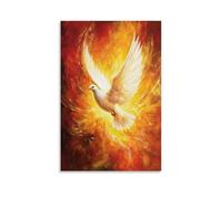 Minimalist Canvas Wall Art Picture Print-Religious Poster Radiant Holy Spirit Dove in Fiery Flair Modern Family for Living Room Decor 24x36inch(60x90cm)