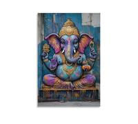 Minimalist Canvas Wall Art Picture Print-Vibrant Ganesh Poster with Bold Street - Art Style for Spiritual Decor Modern Family for Living Room Decor Unframe-style 20x30inch(50x75cm)