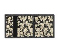 Minimalist Cartoon Character Pattern Trifold Wallet for Men | Slim Front Pocket with Key Hook | Extra Capacity Billfold with 8 Card Slots | 1 Clear Id Window | 1 Zip Coin Pocket | Gift for Him