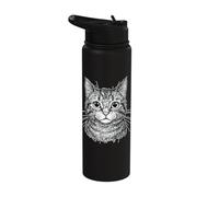 Minimalist Cat Art Scribble Abstract Line Sketch Drawing Stainless Steel Insulated Water Bottle